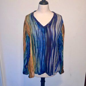 Anthropologie Conditions Apply Stripe Sheer Blouse, 1X